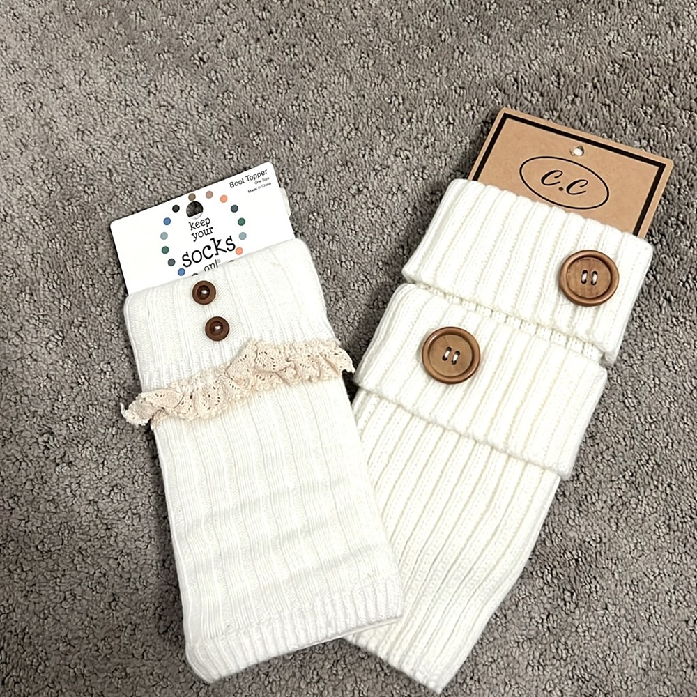 Cece boot socks off white 2 in set